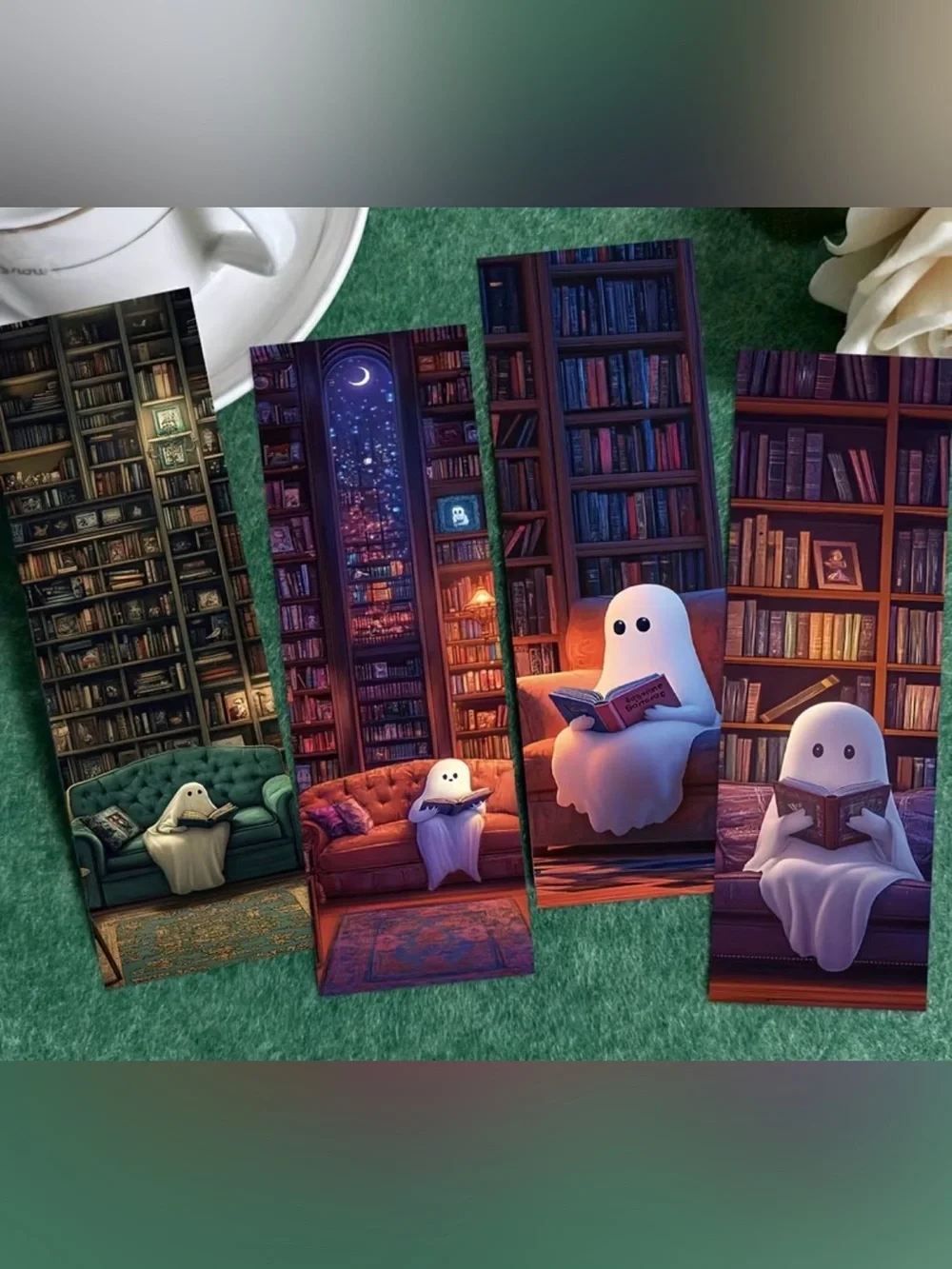 Halloween Ghost Library Print Bookmarks Set of 10